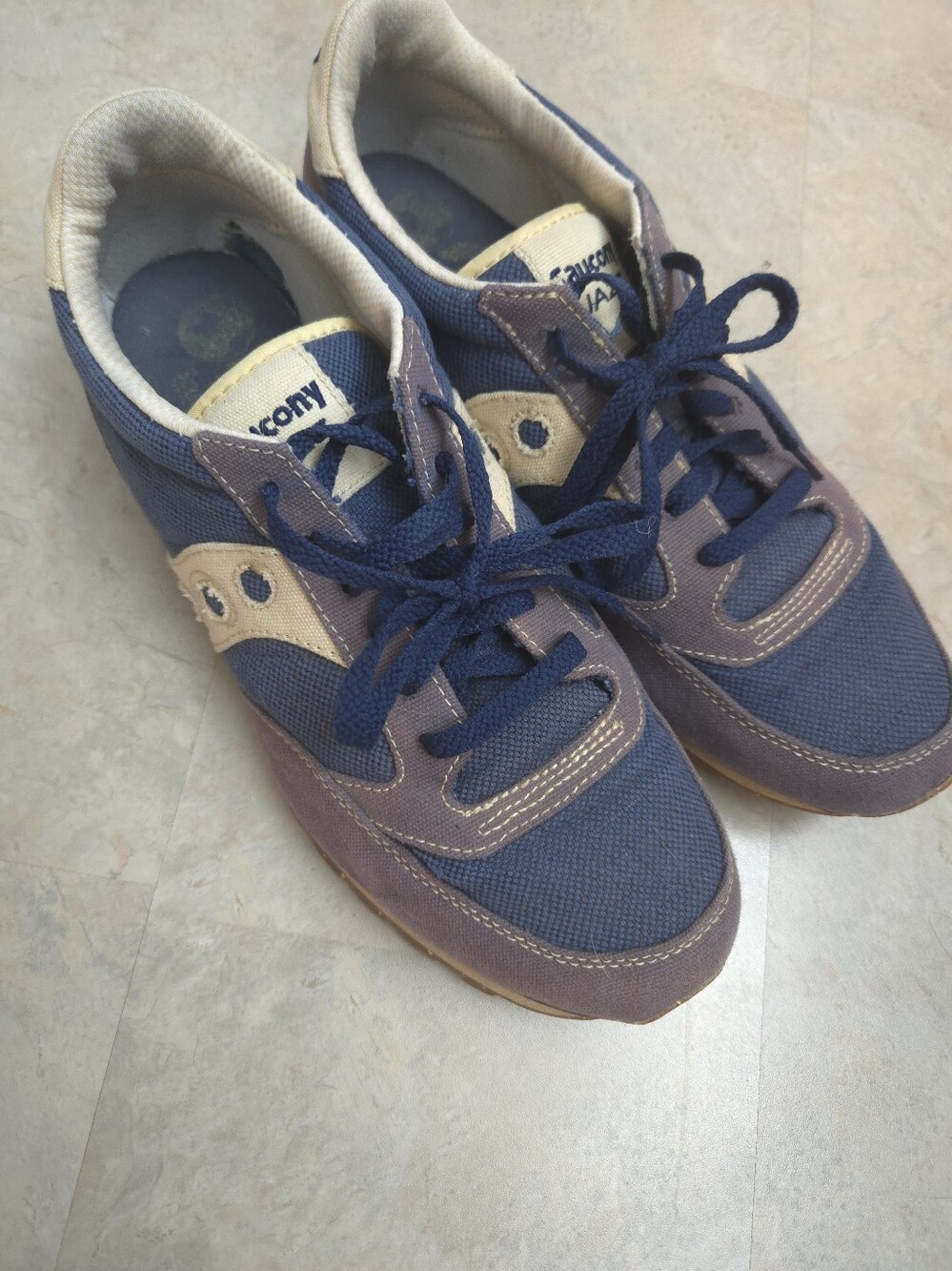 Saucony Jazz Navy Brown Cream Everyday Sneakers Size 11.5